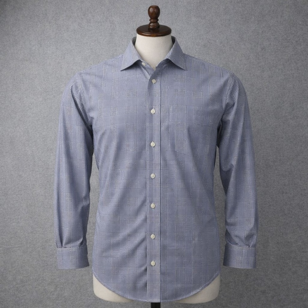 Brooks‎ Brothers Madison Non-Iron Dress Shirt Plaid Blue & White Supima Cotton